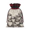 AKDODK Hand Drawn Teapots And Cups Print Christmas Drawstring Packaging Bags,Cloth Snack Bags,Suitable For Candy,Gifts And Storage view 2