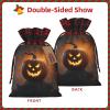 AKDODK Halloween Ghost Pumpkin 1 Print Christmas Drawstring Packaging Bags,Cloth Snack Bags,Suitable For Candy,Gifts And Storage view 3