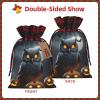 AKDODK Halloween Owl Ghost Pumpkin Print Christmas Drawstring Packaging Bags,Cloth Snack Bags,Suitable For Candy,Gifts And Storage view 3