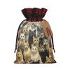 AKDODK Cat Print Christmas Drawstring Packaging Bags,Cloth Snack Bags,Suitable For Candy,Gifts And Storage view 1