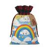AKDODK Rainbow Clouds Raindrop Print Christmas Drawstring Packaging Bags,Cloth Snack Bags,Suitable For Candy,Gifts And Storage view 1