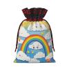 AKDODK Rainbow Clouds Raindrop Print Christmas Drawstring Packaging Bags,Cloth Snack Bags,Suitable For Candy,Gifts And Storage view 2
