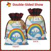AKDODK Rainbow Clouds Raindrop Print Christmas Drawstring Packaging Bags,Cloth Snack Bags,Suitable For Candy,Gifts And Storage view 3