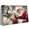 GUTTATY Christmas Canvas Wall Decor, Winter Santa and Reindeer Pictures, Holiday Snowy Red Scarf Canvas Artwork for Living Room, Festive Wall Prints for Winter Home Decor, 20x30 Inch view 1