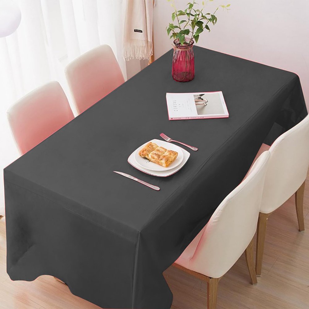 10 Packs Table Cloths Disposable, 55" 110" Disposable Rectangle Plastic Waterproof Square Tablecloth for 6FT To 8FT Tables,Black Table Cloths for Picnic Birthday Party Wedding Decorative