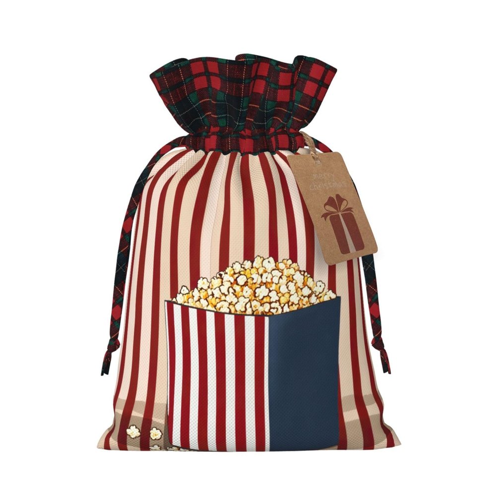 AKDODK Popcorn Print Print Christmas Drawstring Packaging Bags,Cloth Snack Bags,Suitable For Candy,Gifts And Storage