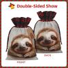 AKDODK Adorable Sloth Print Christmas Drawstring Packaging Bags,Cloth Snack Bags,Suitable For Candy,Gifts And Storage view 3