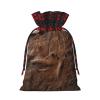 AKDODK Brown Cowhide Art Print Christmas Drawstring Packaging Bags,Cloth Snack Bags,Suitable For Candy,Gifts And Storage view 2