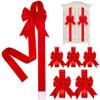 Licsaliwe Christmas Cabinet Bows, 6Pcs Red Large Fabric Bow Decor for Kitchen Cabinets, Doors, Furniture, Holiday Party Christmas Home Decorations/39.4x7.9 Inch view 1