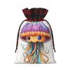 AKDODK Colorful Jellyfish Print Christmas Drawstring Packaging Bags,Cloth Snack Bags,Suitable For Candy,Gifts And Storage view 2