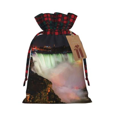 AKDODK Niagara Falls Print Christmas Drawstring Packaging Bags,Cloth Snack Bags,Suitable For Candy,Gifts And Storage