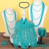 EOBOH 240PCS Mardi Gras Beads, Teal Blue Bead Necklace Party Favors, 33" Mardi Gras Necklace Stuff, Festival Parade Throw Accessories for Wedding Birthday Gender Reveal Party Supplies Decor view 4