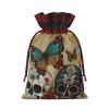 AKDODK Sugar Skulls Butterfly Print Christmas Drawstring Packaging Bags,Cloth Snack Bags,Suitable For Candy,Gifts And Storage view 2