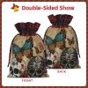AKDODK Sugar Skulls Butterfly Print Christmas Drawstring Packaging Bags,Cloth Snack Bags,Suitable For Candy,Gifts And Storage view 3