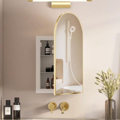 Mepplzian Recessed Medicine Cabinet,Arched Medicine Cabinet with Mirror