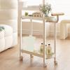 Multifunctional Mobile Cart with Fencing and Handle, Rolling Sofa Side TableStorage RackSmall Flower Stand, Suitable for Living Room, Bedroom, Balcony (White) view 1