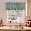 Rullikatlyi Grey Green Christmas Curtain Valances for Windows, Xmas Tree Kitchen Valance Window Treatments Panel 2 Pack, Snowflake Rod Pocket Short Curtains for Bathroom Bedroom 42 x 12 Inch view 2