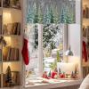 Rullikatlyi Grey Green Christmas Curtain Valances for Windows, Xmas Tree Kitchen Valance Window Treatments Panel 2 Pack, Snowflake Rod Pocket Short Curtains for Bathroom Bedroom 42 x 12 Inch view 3