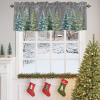 Rullikatlyi Grey Green Christmas Curtain Valances for Windows, Xmas Tree Kitchen Valance Window Treatments Panel 2 Pack, Snowflake Rod Pocket Short Curtains for Bathroom Bedroom 42 x 12 Inch view 4