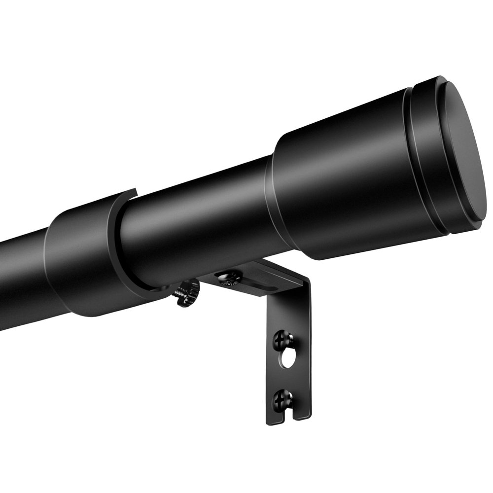 1 Diameter Black Curtain Rods for Windows, 1 Pack 30-60 Inch Heavy Duty Window Rods, Long Adjustable Curtain Rod, Fits Most Standard Windows, Suitable for Bedroom, Living Room, Farmhouse