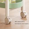 Multifunctional Mobile Cart with Fencing and Handle, Rolling Sofa Side TableStorage RackSmall Flower Stand, Suitable for Living Room, Bedroom, Balcony (Orange) view 2