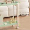 Multifunctional Mobile Cart with Fencing and Handle, Rolling Sofa Side TableStorage RackSmall Flower Stand, Suitable for Living Room, Bedroom, Balcony (Orange) view 4