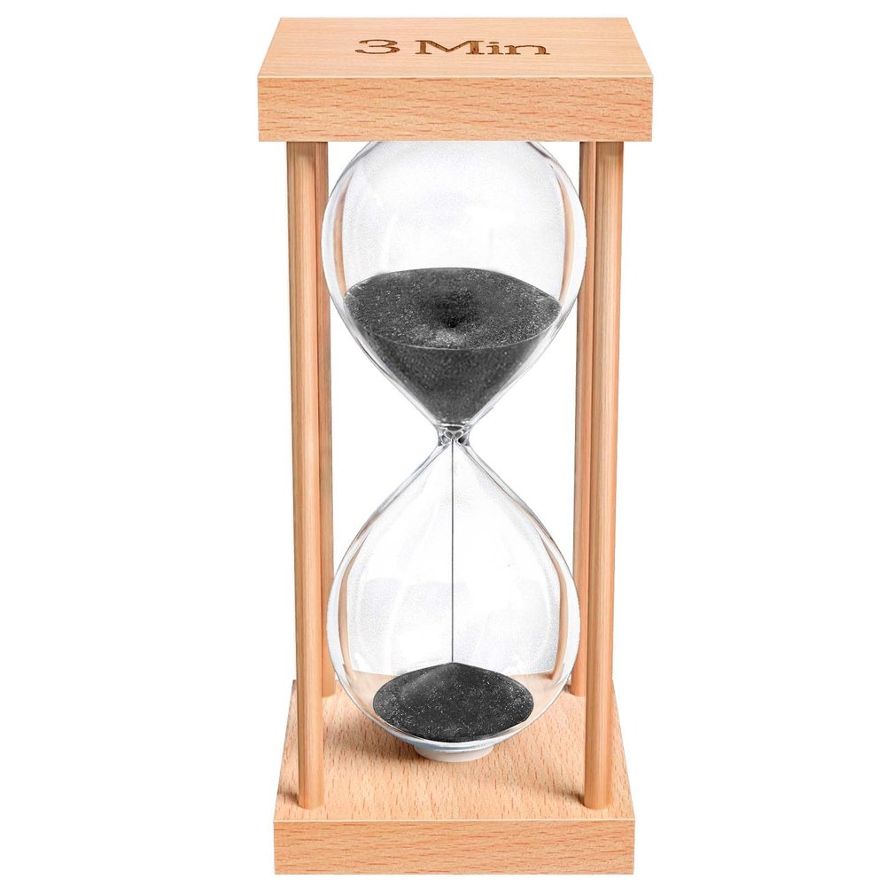 ABXKZ 3 Minute Sand Timer, 3 Min Wood Small Hourglass Timer, Black Sand Clock, Three Min Wooden Hour Glass for Classroom, Sandglass, Reloj De Arena Decorativo, Home, Office, Game, Gift