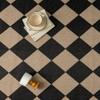 PureCozy Round 6ft Black Checkered Washable Area Rug Indoor Outdoor view 3