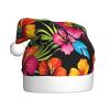 ZHSGNMHH Hawaiian Flower Floral Christmas Hat, Santa Hat For Adults, Xmas Hats For New Year Festive Party Decor view 1