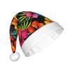 ZHSGNMHH Hawaiian Flower Floral Christmas Hat, Santa Hat For Adults, Xmas Hats For New Year Festive Party Decor view 2