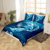 Cute Dolphin Bedding Set,Dolphins Play with Water Duvet Cover for Kids Teens Boys,Moonlight at Night Comforter Cover Decorative Room,Sea Animals Quilt Cover with 2 Pillowcases,Full Size(No Comforter) view 3