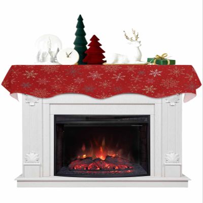 PUXTKE DAZQW Mantel Scarf 90x17 Inch,Winter Christmas Gold Snowflakes Fireplace Top Table Runner Dresser Scarves Red Mantel Scarves Cover for Home Holiday Party Decoration