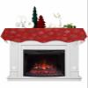 PUXTKE DAZQW Mantel Scarf 90x17 Inch,Winter Christmas Gold Snowflakes Fireplace Top Table Runner Dresser Scarves Red Mantel Scarves Cover for Home Holiday Party Decoration view 1