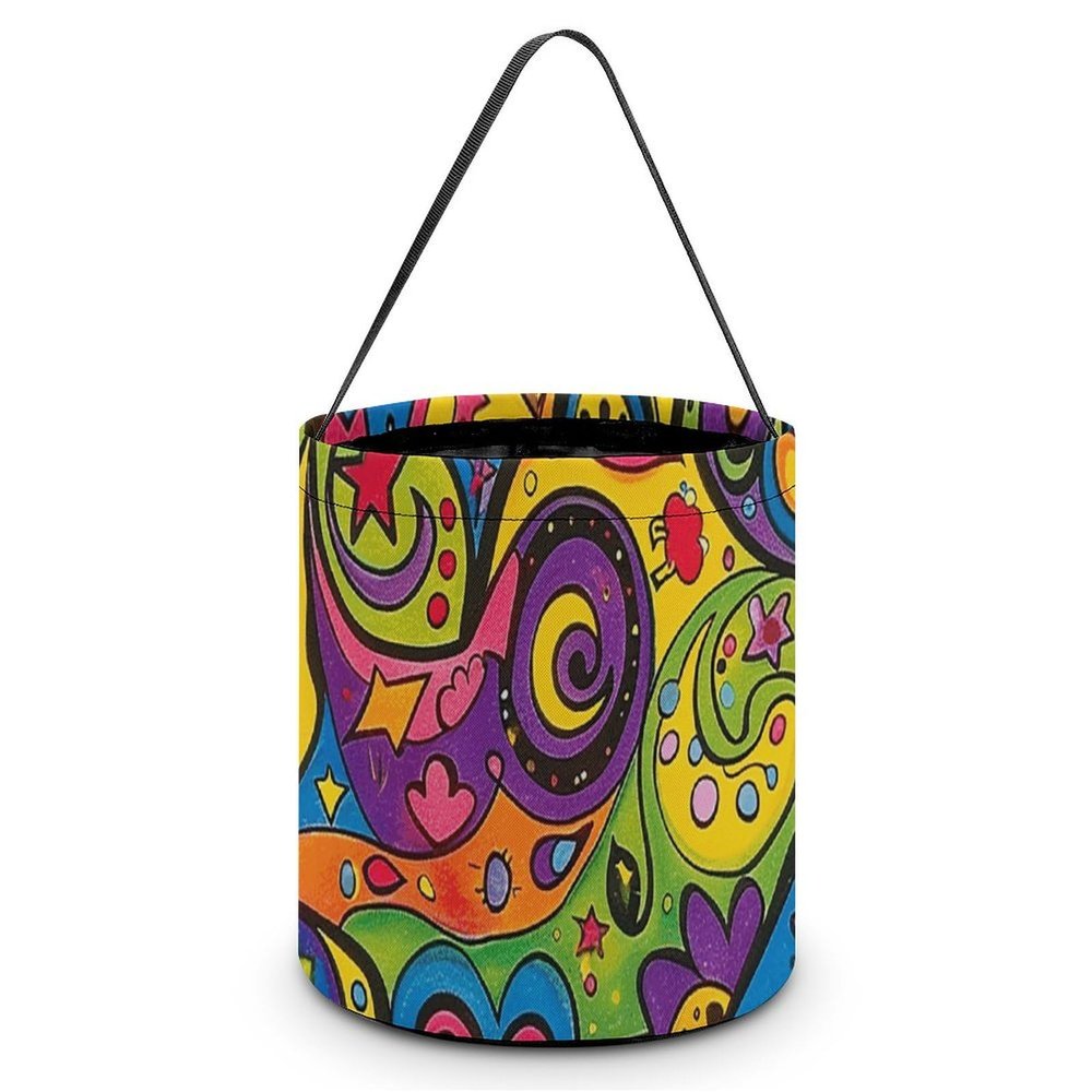 LKHDS Halloween Trick Or Treat Bag, Reusable Gift Bags Durable Polyester, Portable Colorful Graffiti Pattern Candy Bag for Party, Gift & Holiday