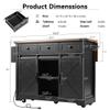 Merax 53.7-inch Kitchen Island with Power Outlet, Rolling Kitchen Island Cart on Wheels with 2 Sliding Barn Doors and 3 Drawers, Kitchen Storage Cart with Spice Rack for Dining Room,Black view 2