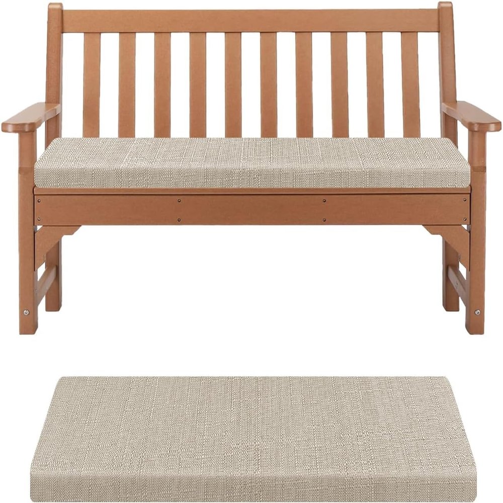 5cm Thick Bench Cushion Seat Pad with Removable Linen Foam Cusion Cover Foam StoolSitting Stool Pad for Garden/Dining Bench,Entryway, Window Seat, Patio Furniture(Beige,110x50x5cm)