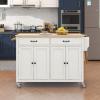 Kitchen Island Cart with Solid Wood Top and Locking Wheels,54.3 Inch Width,4 Door Cabinet and Two Drawers,Spice Rack, Towel Rack (White) view 2