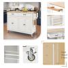 Kitchen Island Cart with Solid Wood Top and Locking Wheels,54.3 Inch Width,4 Door Cabinet and Two Drawers,Spice Rack, Towel Rack (White) view 4
