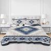 BketraquerC Twin Quilt Set, Aztec Blue Geometric Abstract Lightweight Soft Microfiber Summer Bedspread Coverlet with 2 Pillow Shams, Retro Ethnic Southwest Style 3 Piece Bedding Set for All Seasons view 1