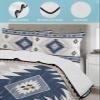BketraquerC Twin Quilt Set, Aztec Blue Geometric Abstract Lightweight Soft Microfiber Summer Bedspread Coverlet with 2 Pillow Shams, Retro Ethnic Southwest Style 3 Piece Bedding Set for All Seasons view 2