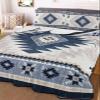 BketraquerC Twin Quilt Set, Aztec Blue Geometric Abstract Lightweight Soft Microfiber Summer Bedspread Coverlet with 2 Pillow Shams, Retro Ethnic Southwest Style 3 Piece Bedding Set for All Seasons view 4