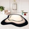 10x14 Irregular Area Rug Beige Black Curve Modern Abstract Art Washable Rug for Bedroom Diningroom Living Room Odd Shaped Rugs Minimalist Aesthetics Home Office Guestroom Stain Resistant Large Carpet view 1