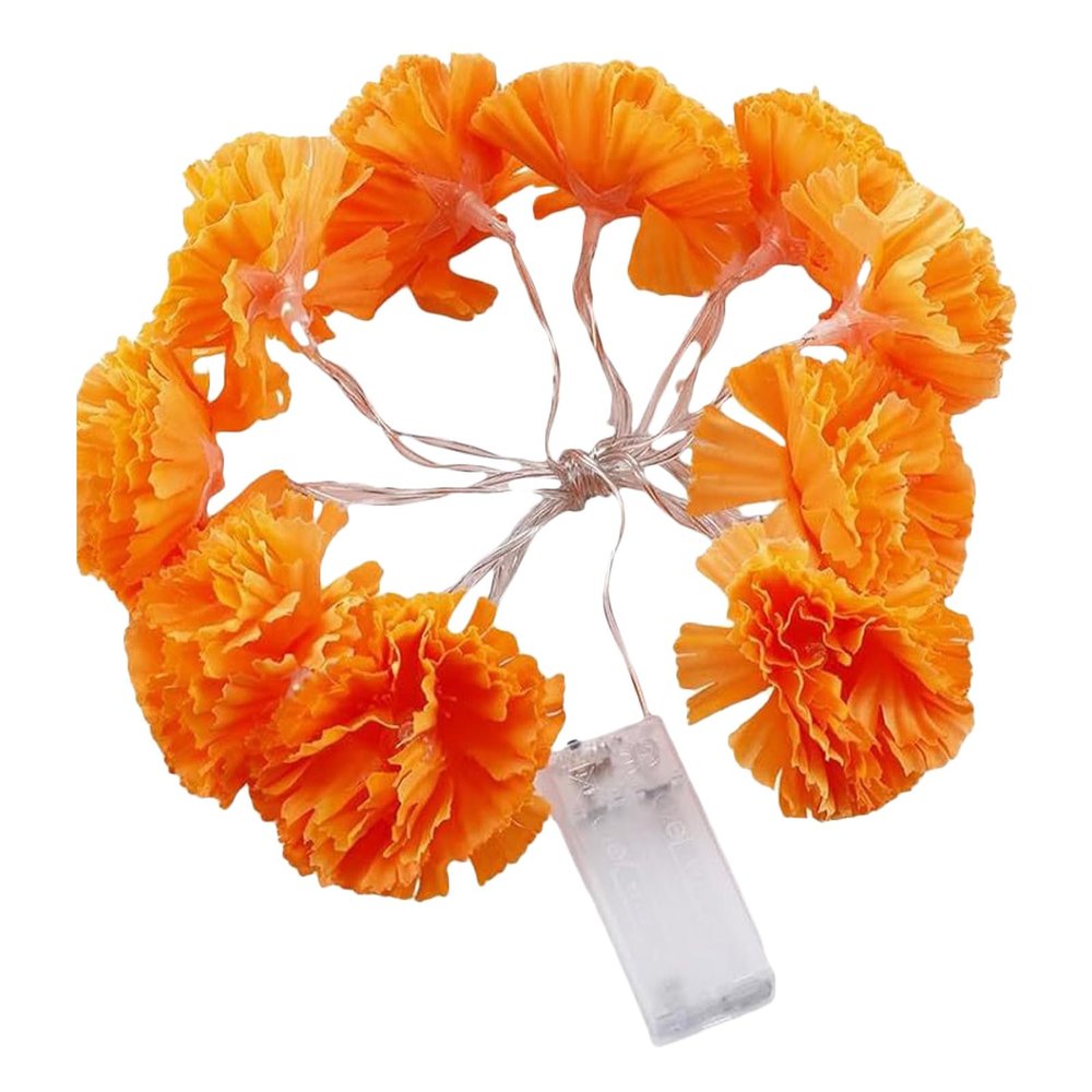 GLEAVI Halloween Garland with Lights: Marigold Flower String Lights - 1.5M 10 LED Day of The Dead Decoration - Fall Marigold Garland - Artificial Floral Decor
