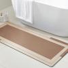 ACCUMTEK Non Slip Bath Mat, Thin Bathroom Rugs Fit Under Door, Quick Dry Bath Mats, Machine Washable Bath Rugs for Bathroom, Bathtub & Kitchen, Bathtub, Light Brown/Bordered/59 x20 view 1