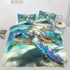 RUHEYIA Sea Turtles Duvet Cover Set Twin Size Marine Life Comforter Cover with 2 Pillowcases Turtles Bedding Set 3pcs for Kids Boys Teens, No Comforter view 2