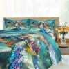 RUHEYIA Sea Turtles Duvet Cover Set Twin Size Marine Life Comforter Cover with 2 Pillowcases Turtles Bedding Set 3pcs for Kids Boys Teens, No Comforter view 4