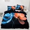 FlowersBedding Sets California King Blue and Orange Flowers Decor Teen Duvet Cover Set Romantic Plants Comforter Cover Set Children Comforter Cover for Adult Kids Girls Boys view 2