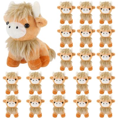 PullCrease 20 Pcs Ginger Highland Cow Stuffed Animal Bulk 6 Inch Scottish Cow Stuffed Animal Realistic Cattle Decor for Birthday Party Decor