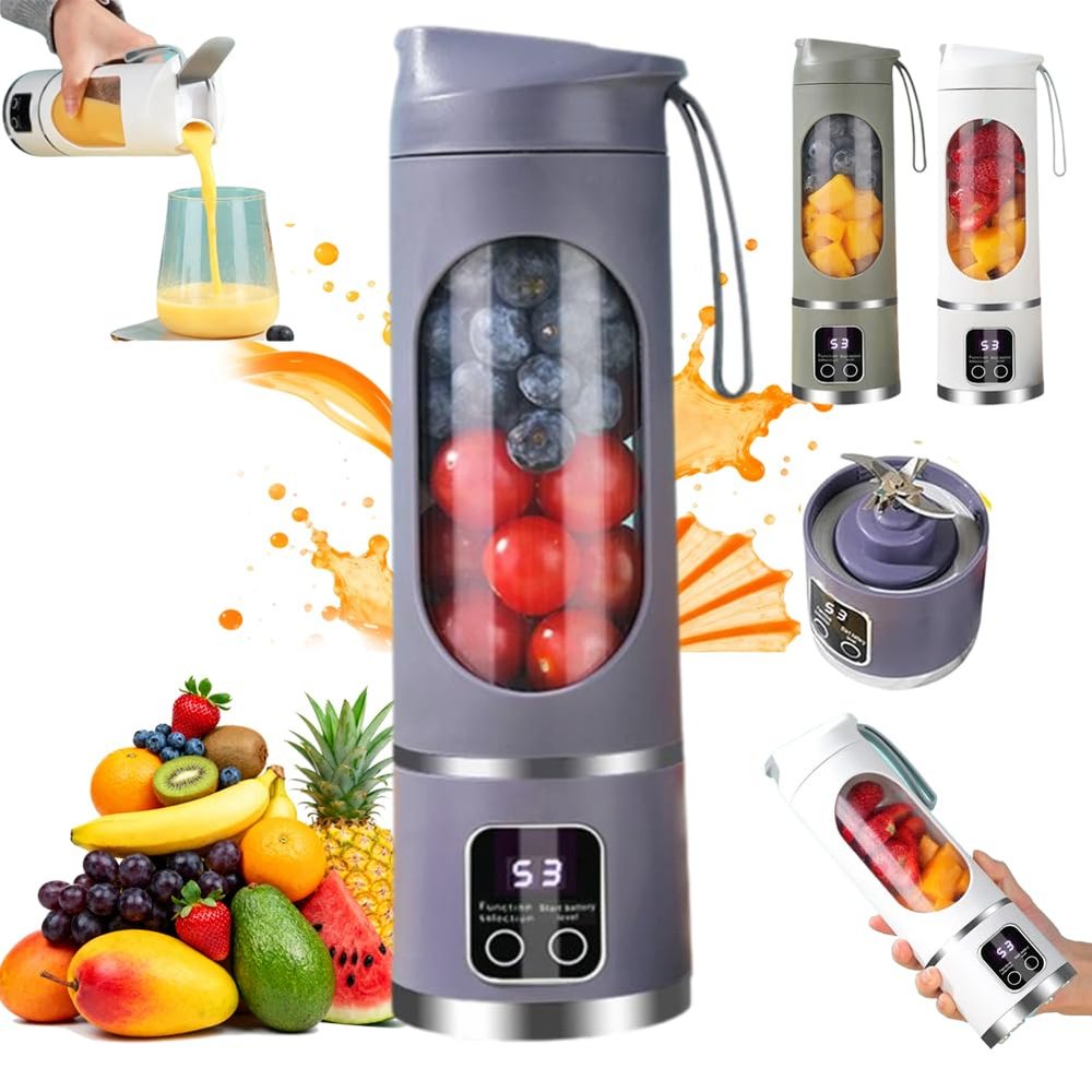 Digital Display Juicer-Smart LED Display,450ML Portable Blender Personal Electric USB,Digital Multimode juicer Shakes and Smoothies Blender Small Blenders Mixing for Home & Travel,Diet-Friendly