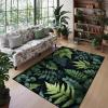 10x12 Vintage Botanical Floral Rug, Green Tropical Fern Leaves Rug, Fern Rugs, Plant Rugs for Living Room, Boho Botanical Carpet, Large Soft Washable Carpet view 3